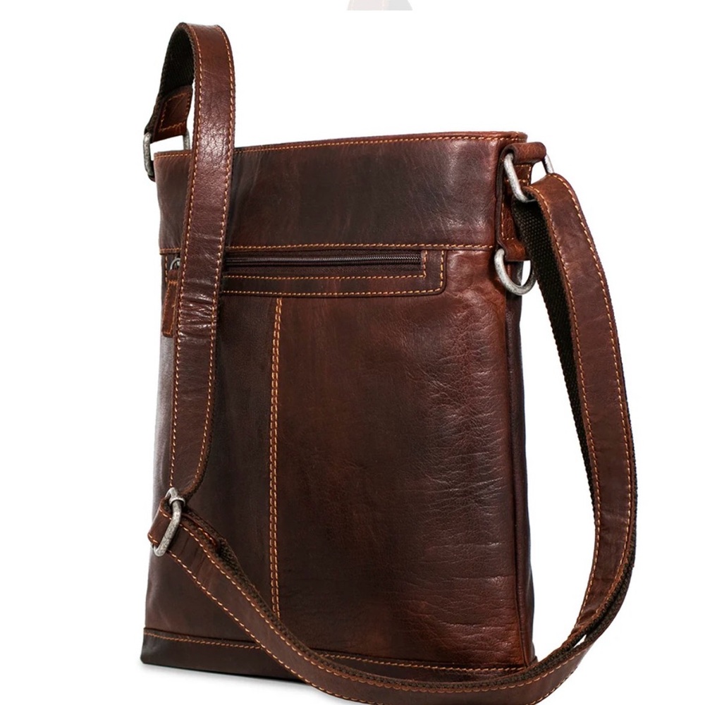 Jack Georges Buffalo Leather Crossbody Messenger Bag Brown # 7312 Full Grain EUC